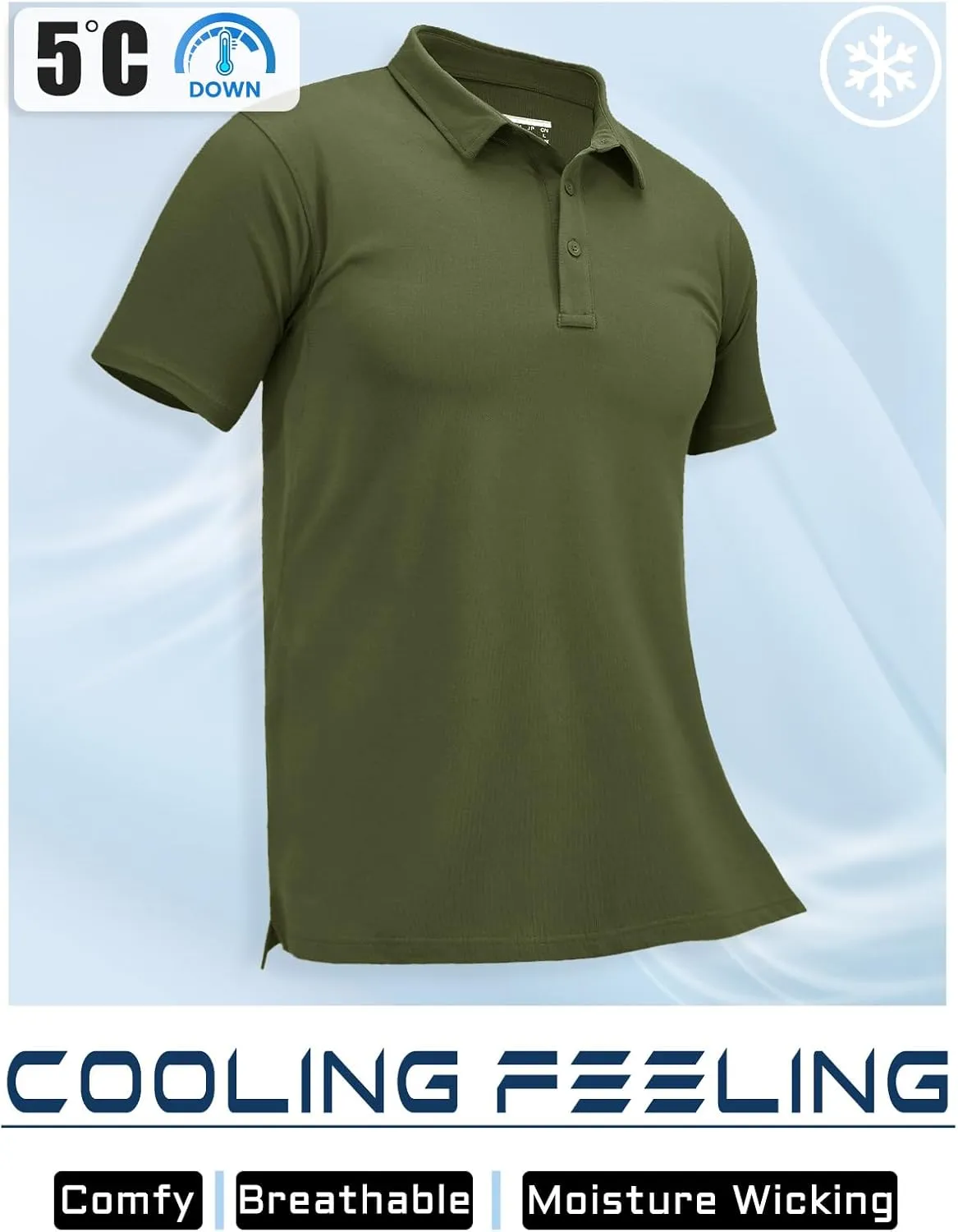 MAGCOMSEN Men's Polo Shirts Short Sleeve Cotton Pique Golf Shirt Casual Collared Shirt Lightweight Work Shirts with 3 Buttons