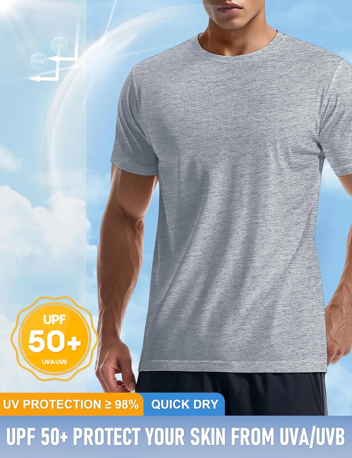 MAGCOMSEN Men's Short Sleeve Sun Protection Shirts Quick Dry Athletic T-Shirts Hiking Running Workout Gym Rash Guard