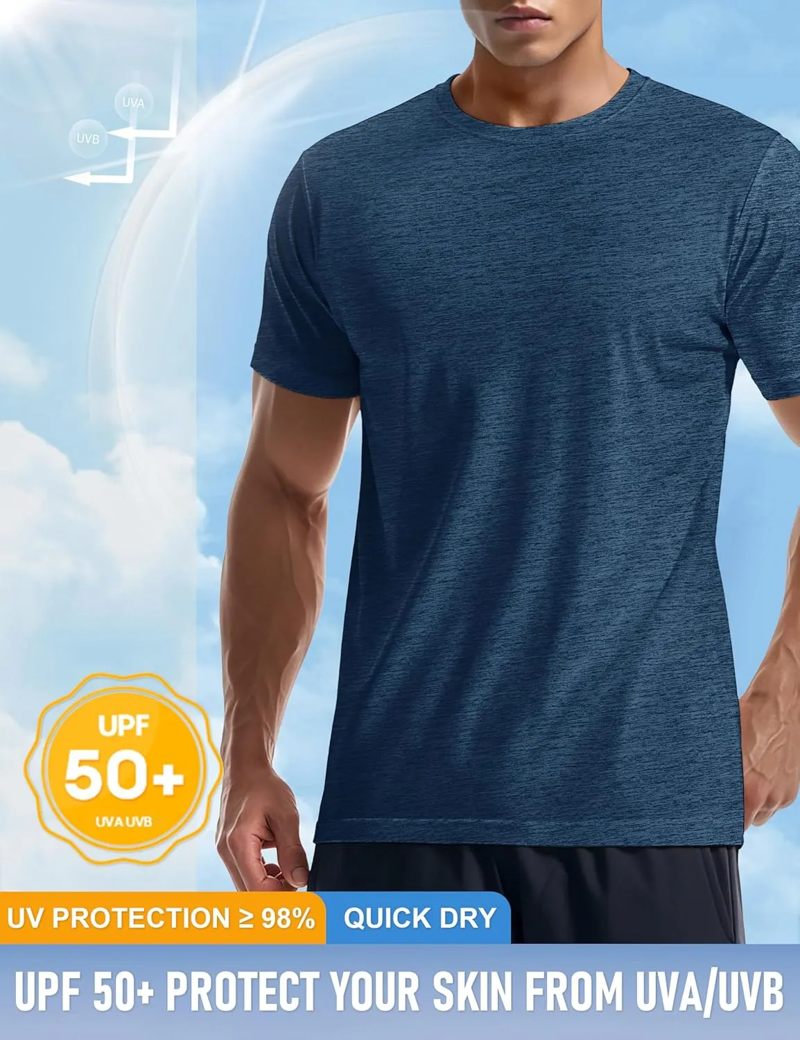 MAGCOMSEN Men's Short Sleeve Sun Protection Shirts Quick Dry Athletic T-Shirts Hiking Running Workout Gym Rash Guard