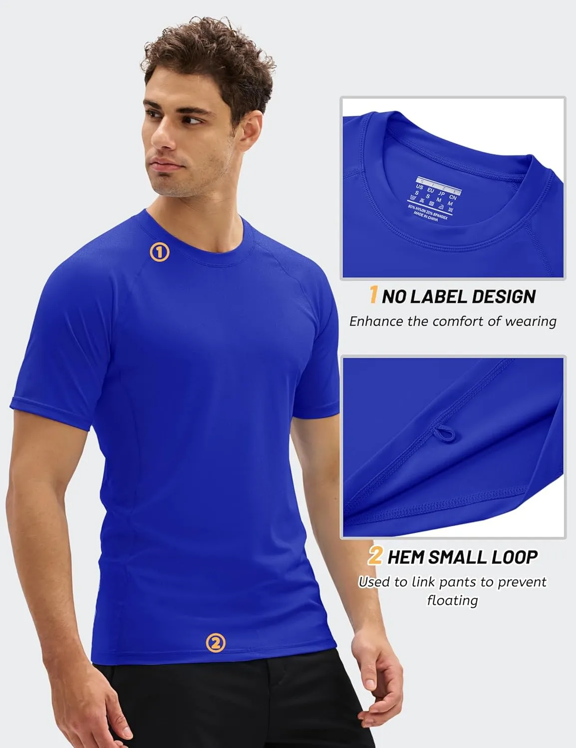 MAGCOMSEN Men's Short Sleeve UPF 50  T-Shirt Swim Quick Dry Rash Guard Athletic Surf Shirts Performance Water Shirts
