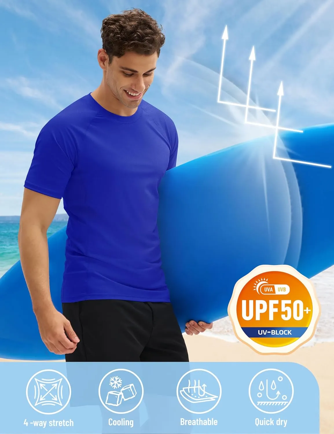 MAGCOMSEN Men's Short Sleeve UPF 50  T-Shirt Swim Quick Dry Rash Guard Athletic Surf Shirts Performance Water Shirts