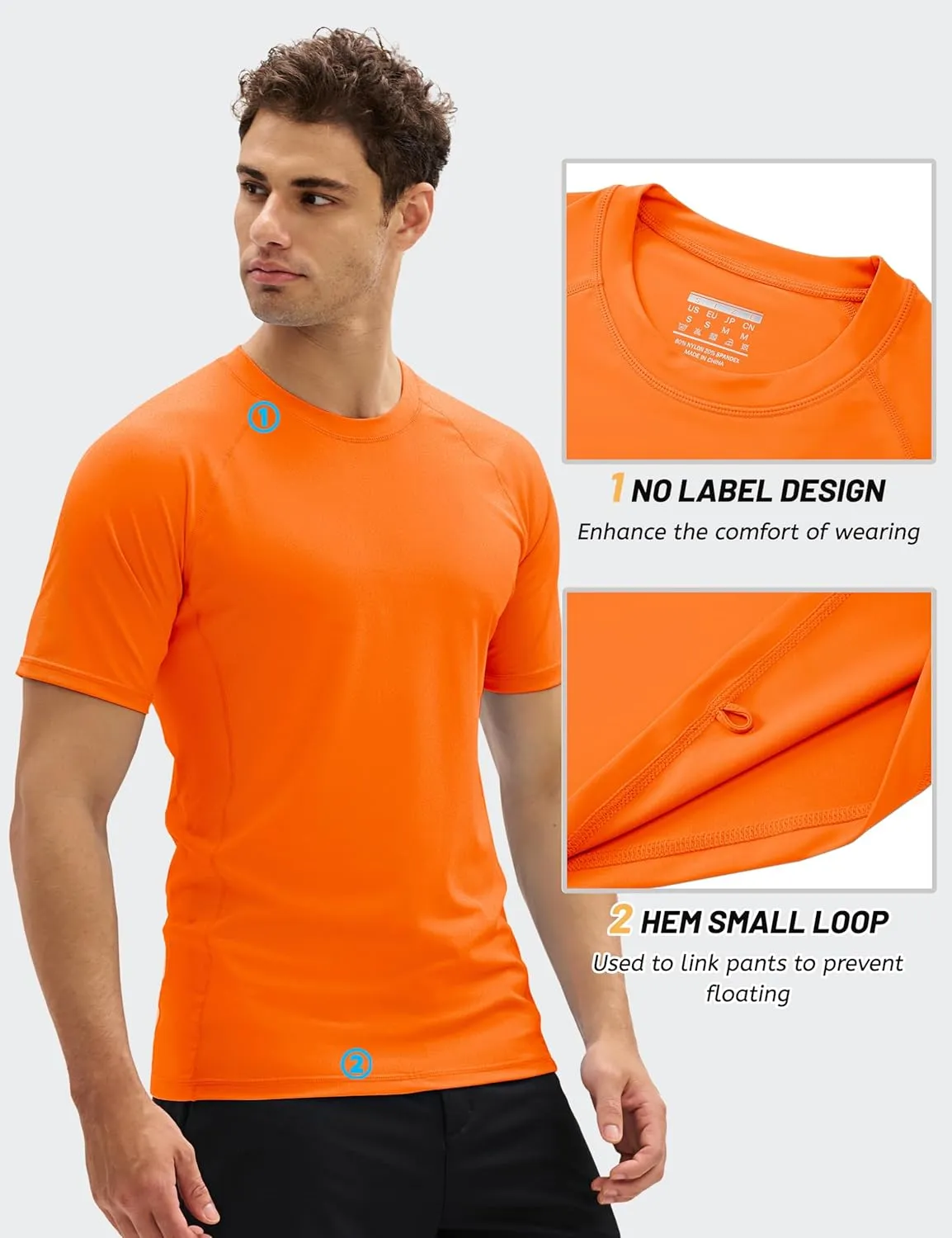 MAGCOMSEN Men's Short Sleeve UPF 50  T-Shirt Swim Quick Dry Rash Guard Athletic Surf Shirts Performance Water Shirts