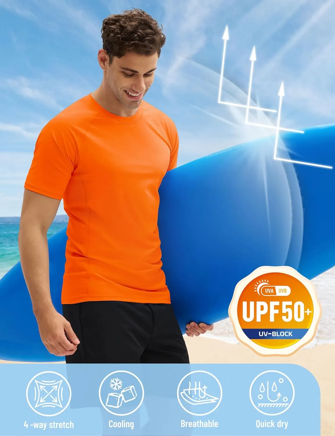 MAGCOMSEN Men's Short Sleeve UPF 50  T-Shirt Swim Quick Dry Rash Guard Athletic Surf Shirts Performance Water Shirts