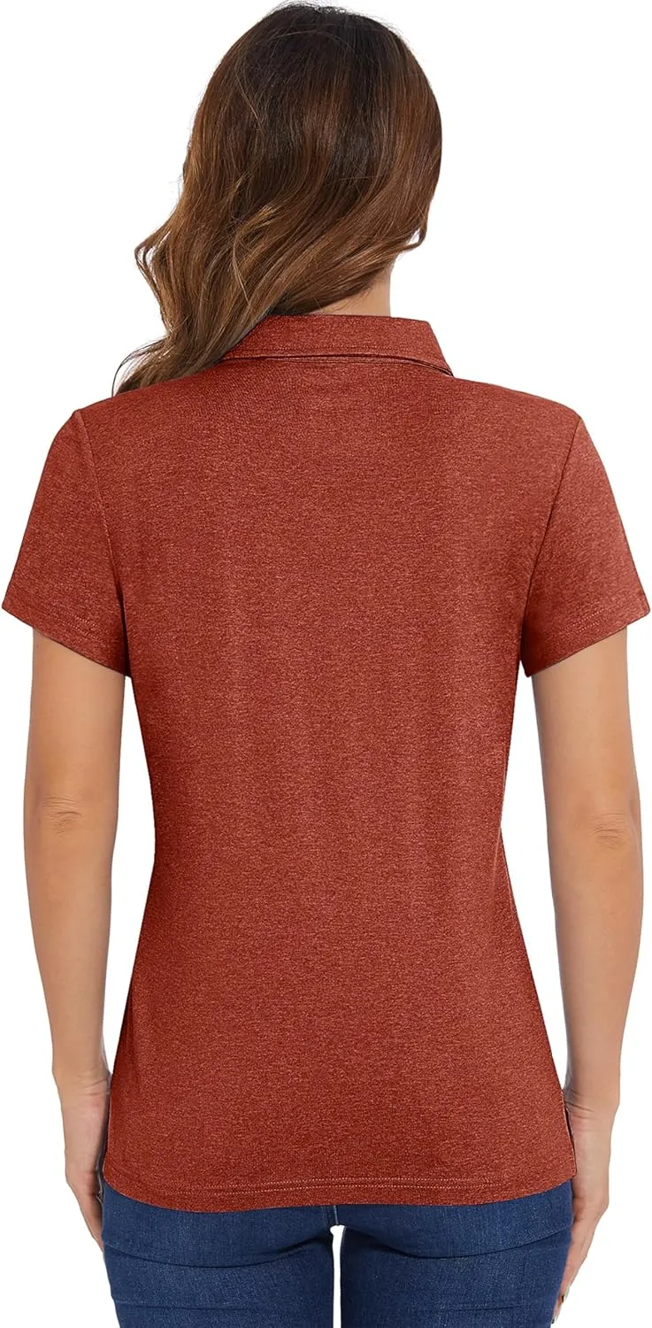 MAGCOMSEN Women's Golf Polo T-Shirts Short Sleeve UPF 50  Quick Dry Polo Collared Shirts Lightweight Athletic Sports Shirt