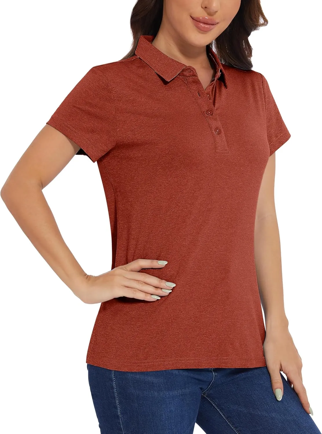 MAGCOMSEN Women's Golf Polo T-Shirts Short Sleeve UPF 50  Quick Dry Polo Collared Shirts Lightweight Athletic Sports Shirt