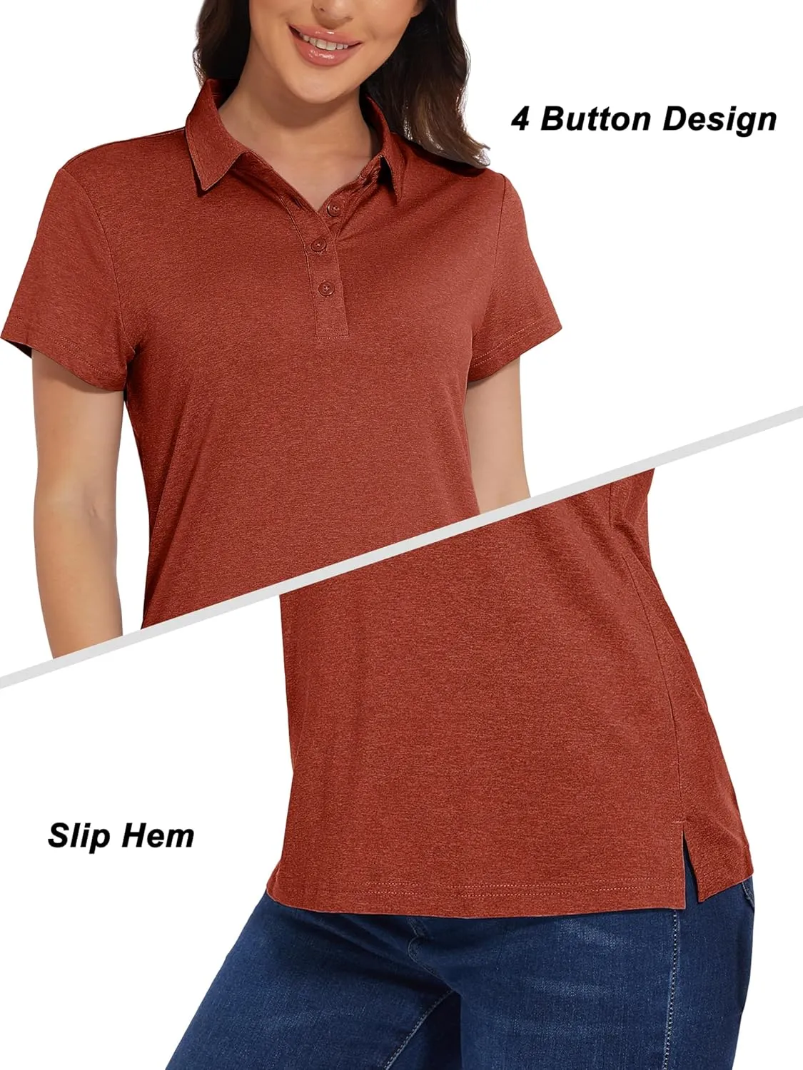 MAGCOMSEN Women's Golf Polo T-Shirts Short Sleeve UPF 50  Quick Dry Polo Collared Shirts Lightweight Athletic Sports Shirt