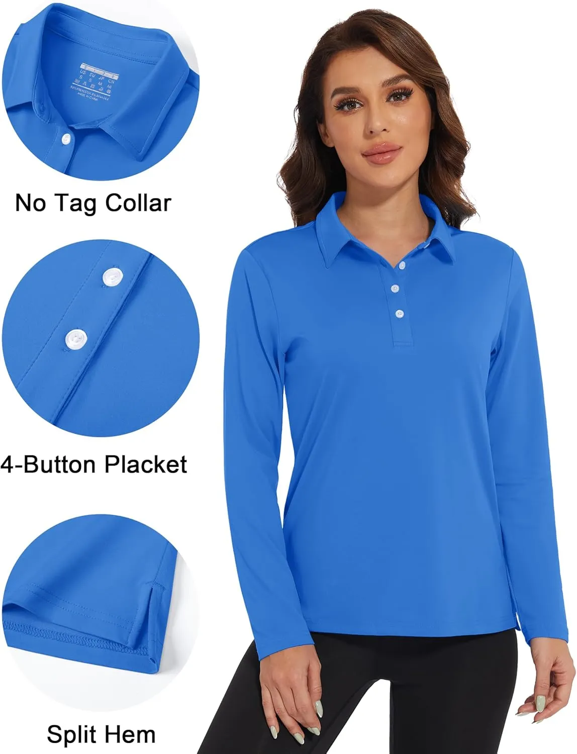 MAGCOMSEN Women's Polo Shirts Long Sleeve Golf T Shirt Quick Dry UPF 50  Sun Protection Lightweight Athletic Tennis Shirts