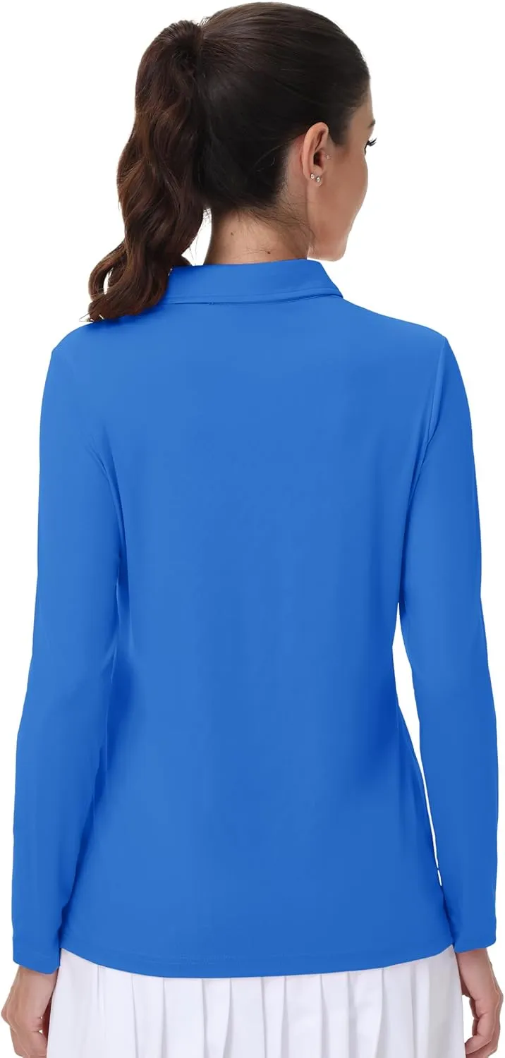 MAGCOMSEN Women's Polo Shirts Long Sleeve Golf T Shirt Quick Dry UPF 50  Sun Protection Lightweight Athletic Tennis Shirts