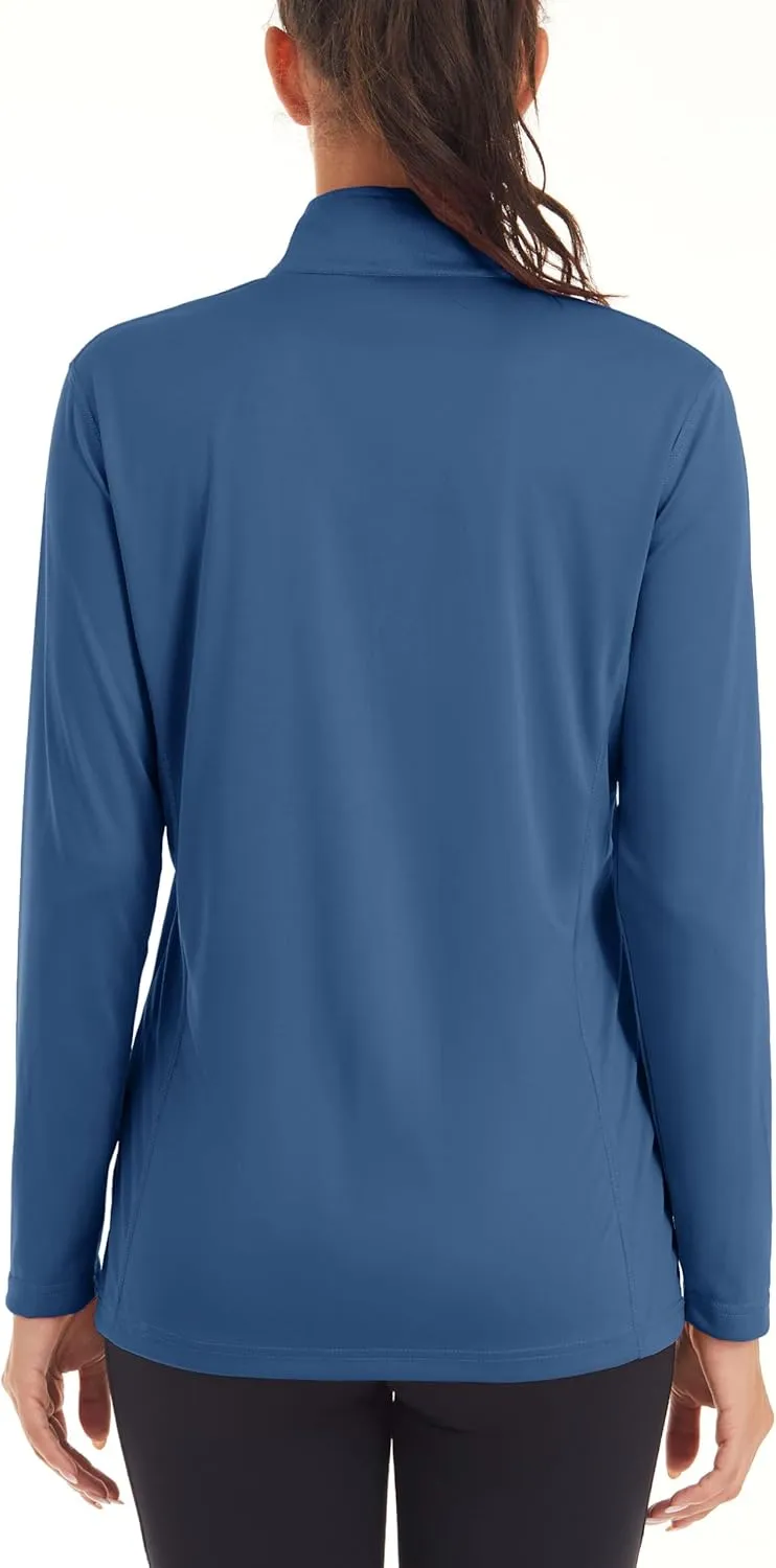 MAGCOMSEN Women's Shirts Long Sleeve 1/4 Zip UPF50  UV Sun Protection Quick Dry Workout Hiking Athletic Shirts Rash Guard