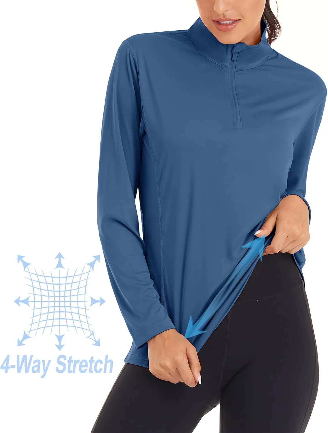 MAGCOMSEN Women's Shirts Long Sleeve 1/4 Zip UPF50  UV Sun Protection Quick Dry Workout Hiking Athletic Shirts Rash Guard