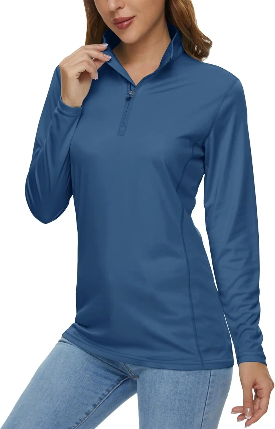 MAGCOMSEN Women's Shirts Long Sleeve 1/4 Zip UPF50  UV Sun Protection Quick Dry Workout Hiking Athletic Shirts Rash Guard