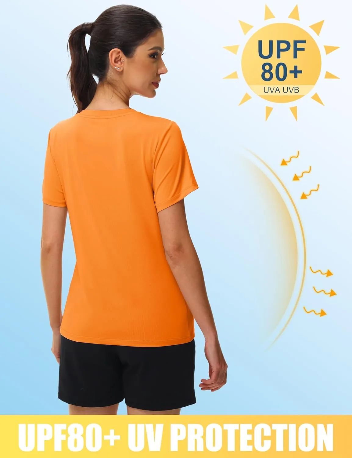 MAGCOMSEN Workout Shirts for Women UPF 80  V-Neck Tees Quick Dry Yoga Top Short Sleeve T-Shirts Gym Athletic