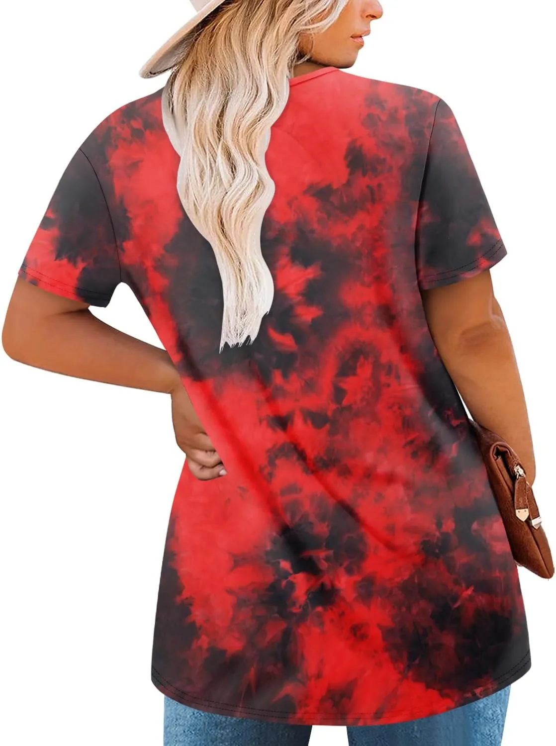 Magritta Plus Size Tops for Women Casual Summer Crew Neck Tunics Short Sleeve Loose Shirts Blouses 1X-5X