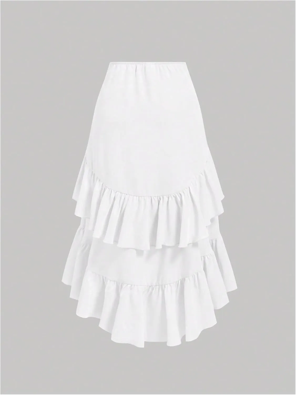 MakeMeChic Women's Ruched Ruffle Hem Tiered High Low Asymmetrical Drawstring Maxi Long Skirts