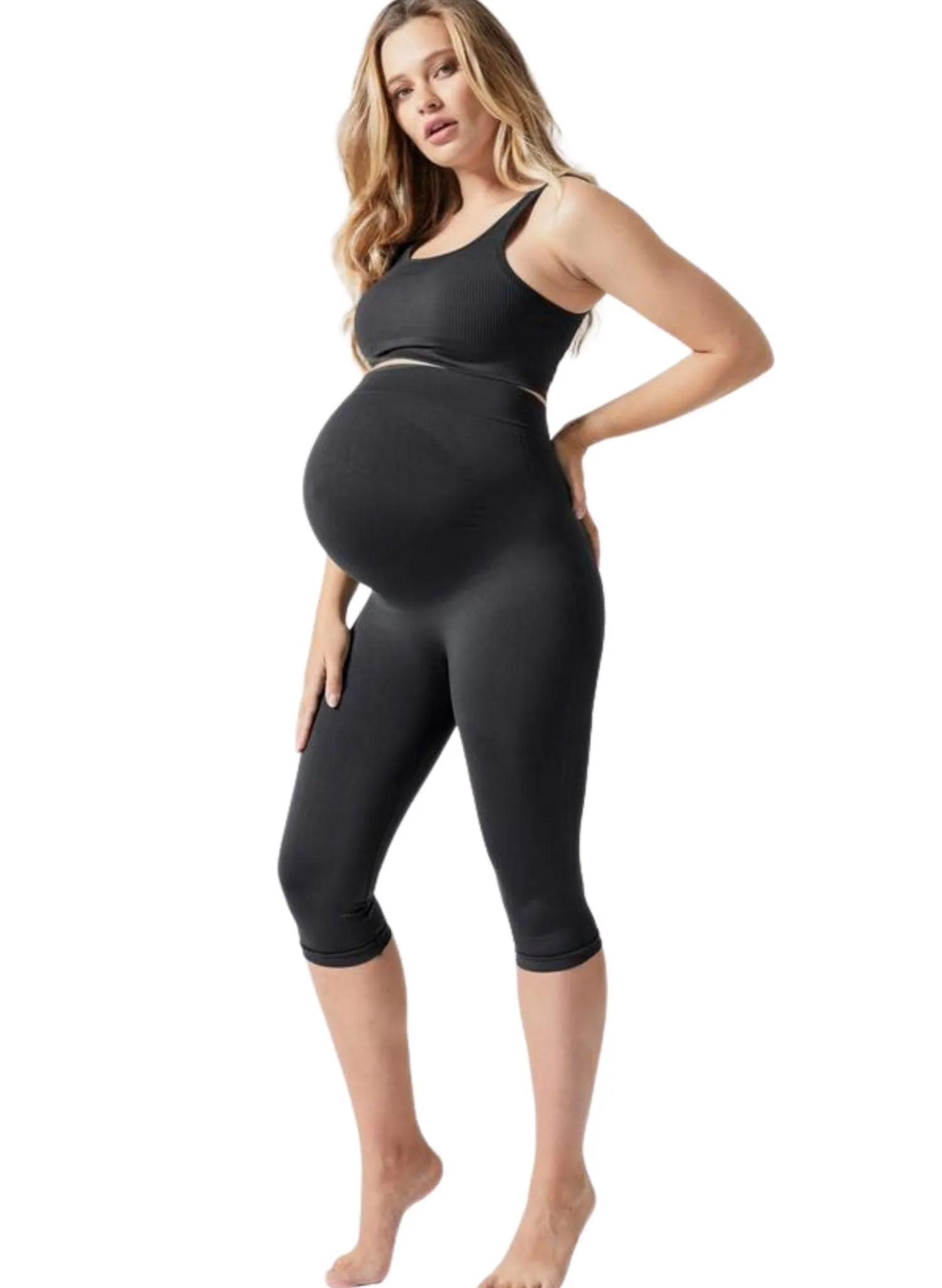 Maternity Belly Support Crop Legging - Black