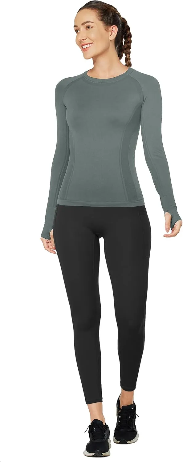 MathCat Workout Shirts for Women Long Sleeve, Workout Tops for Women, Quick Dry Gym Athletic TopsSeamless Yoga Shirts