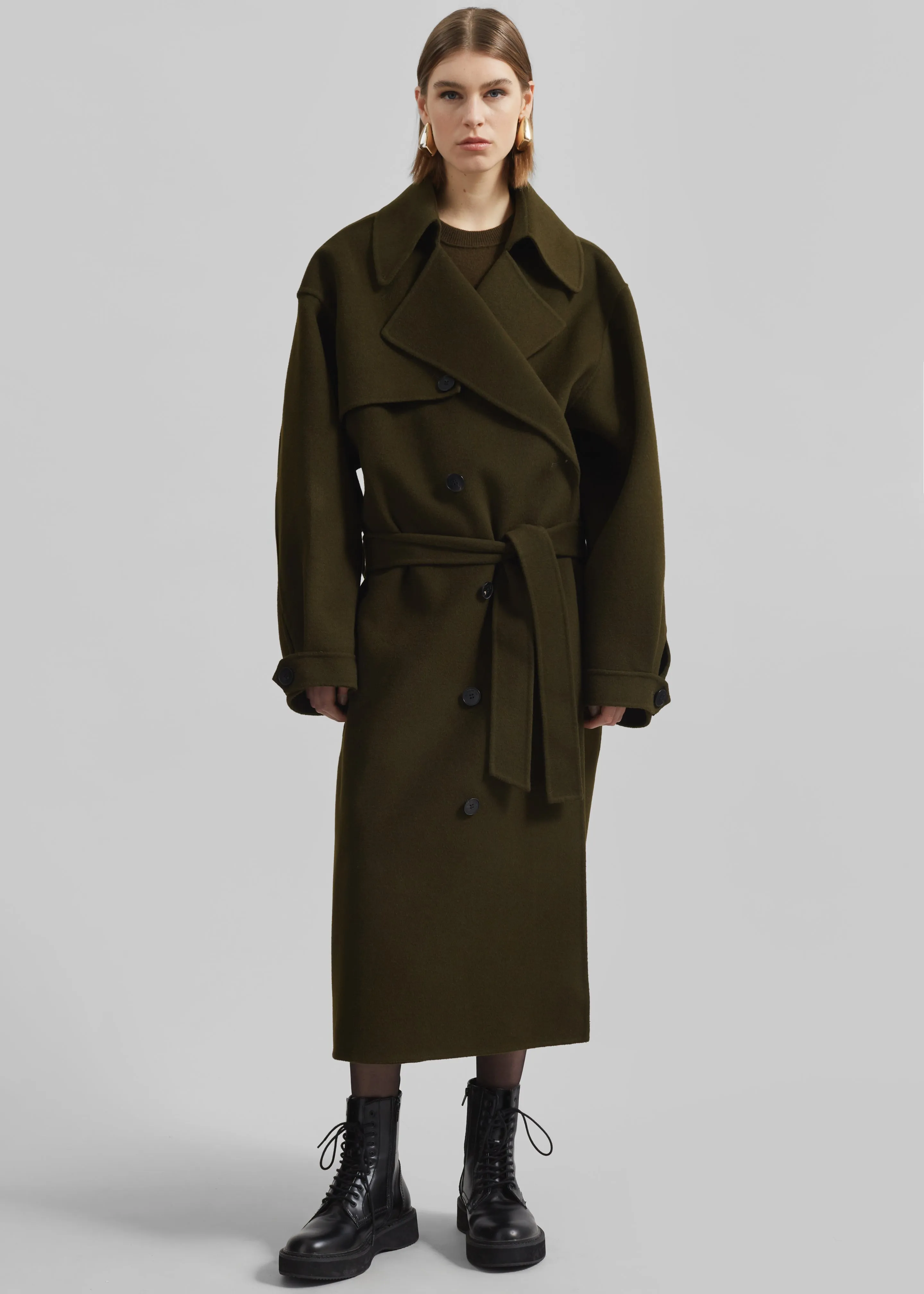 Mavis Long Coat - Khaki