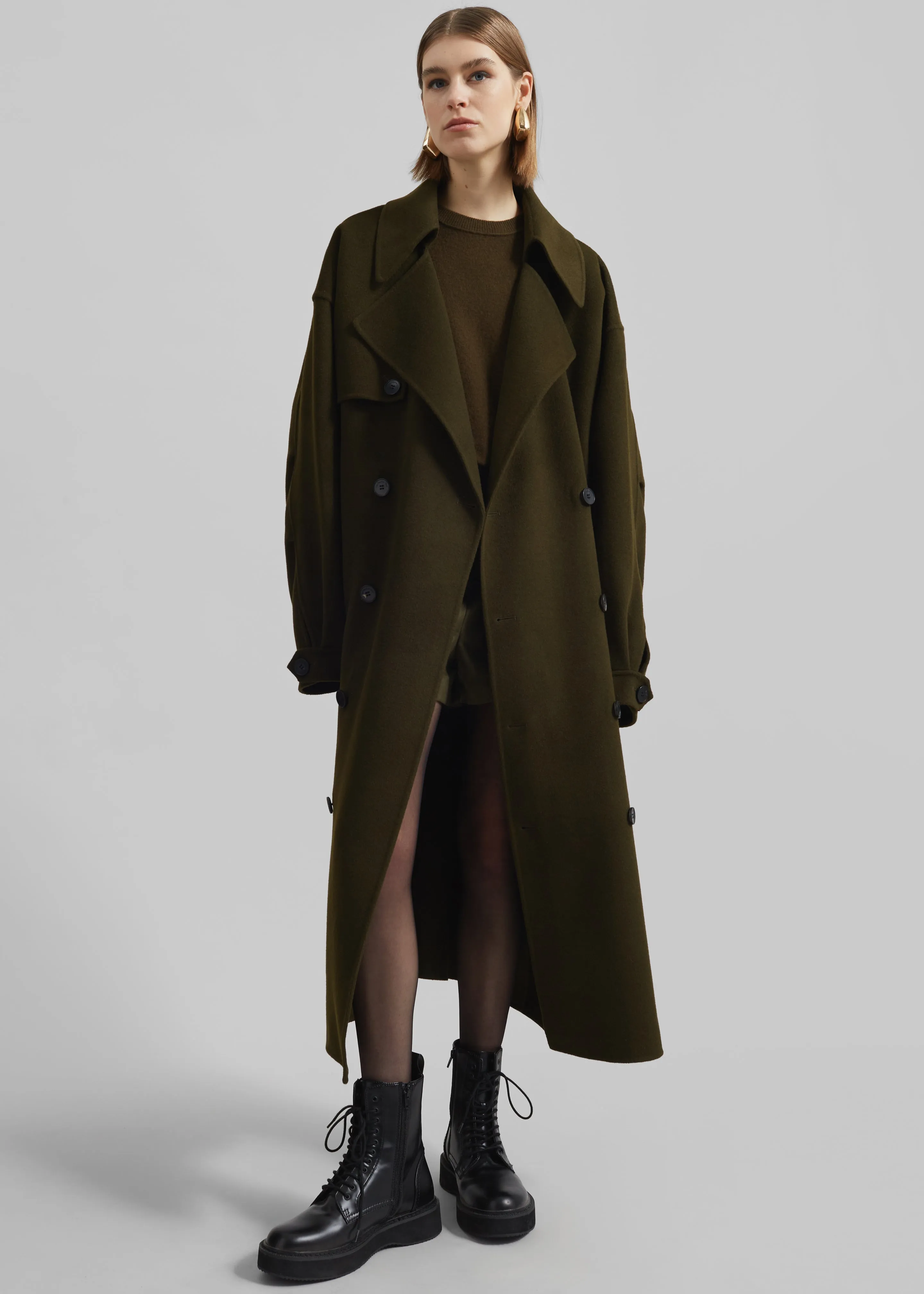 Mavis Long Coat - Khaki