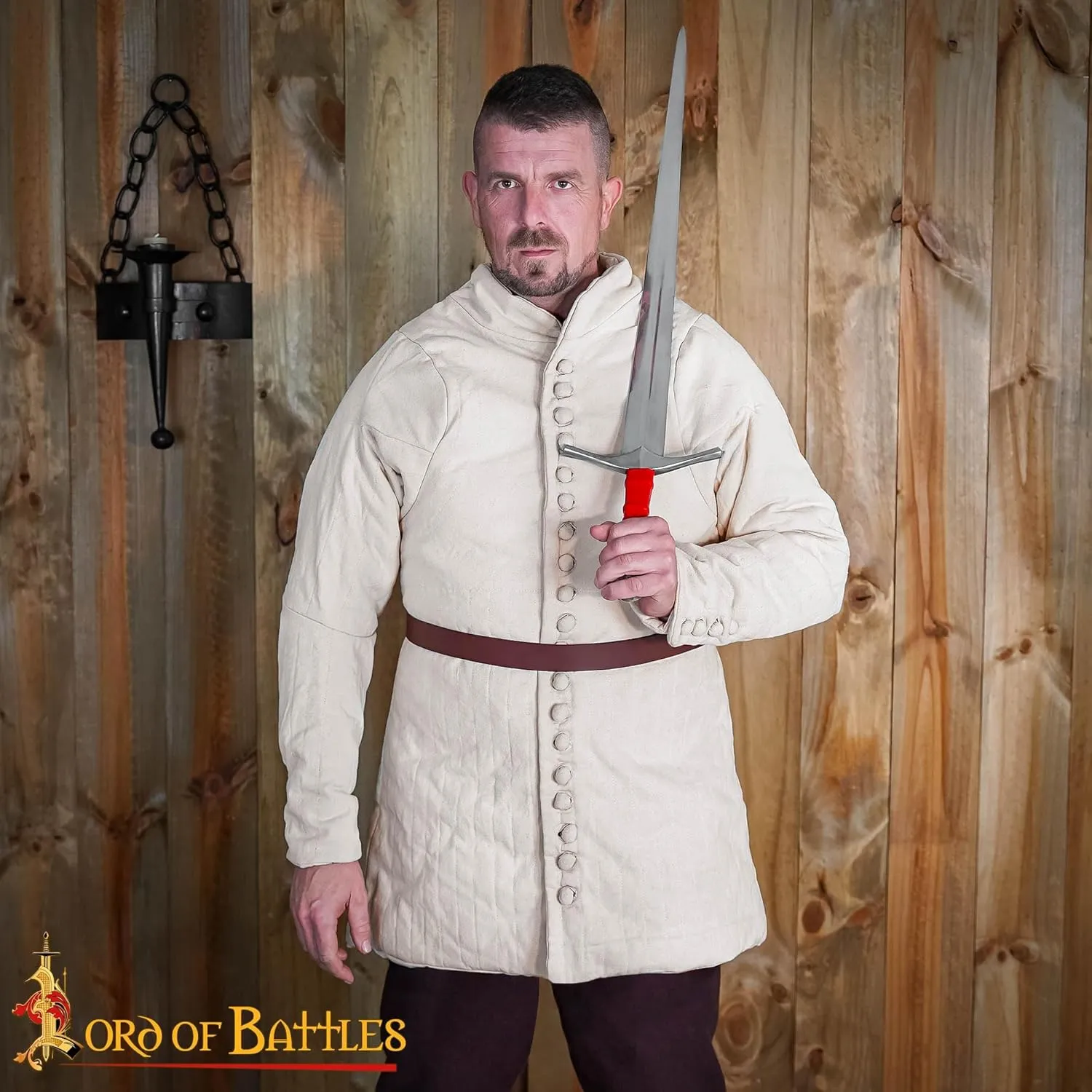 Medieval Gambeson Real Armor Quilted Gambeson with Buttoned Thick Padded Coat Canvas Cotton with Three Layers of Padding
