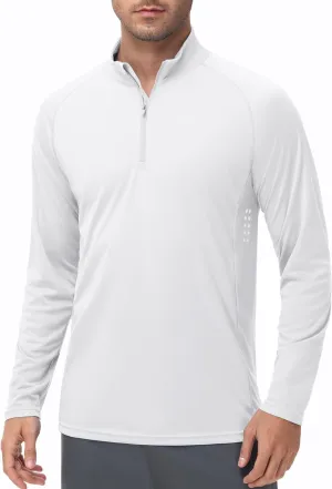 Men's 1/4 Zip Long Sleeve Sun Shirts UPF 50  Rash Guard Shirt Quick Dry Fishing Running Outdoor Shirts