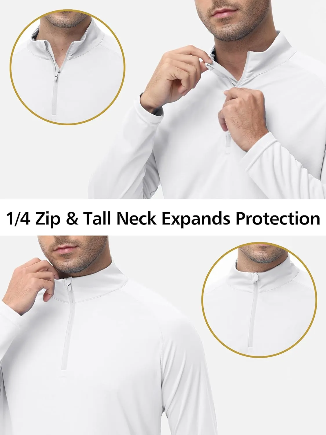 Men's 1/4 Zip Long Sleeve Sun Shirts UPF 50  Rash Guard Shirt Quick Dry Fishing Running Outdoor Shirts