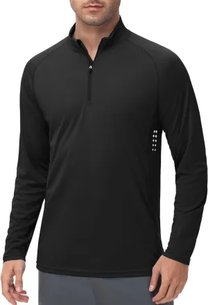 Men's 1/4 Zip Long Sleeve Sun Shirts UPF 50  Rash Guard Shirt Quick Dry Fishing Running Outdoor Shirts