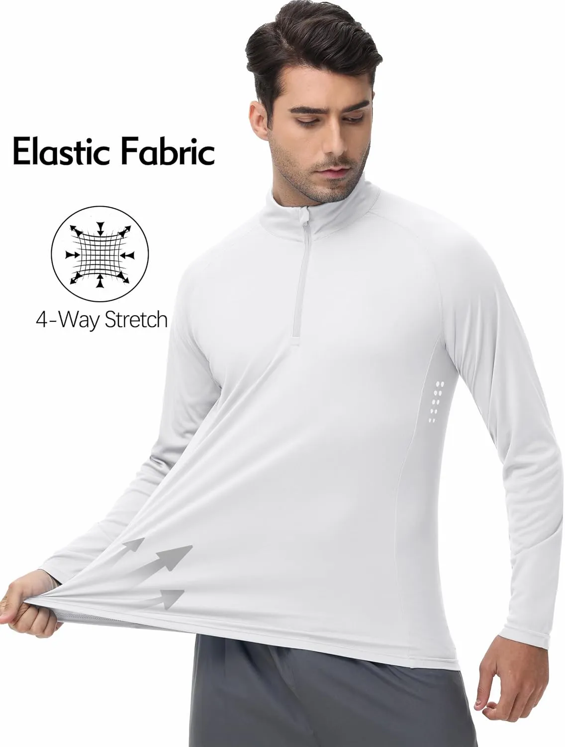 Men's 1/4 Zip Long Sleeve Sun Shirts UPF 50  Rash Guard Shirt Quick Dry Fishing Running Outdoor Shirts