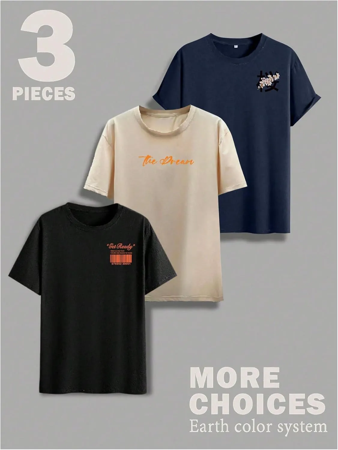Men's 3 Pack Y2K Graphic Tees Short Sleeve Crew Neck Summer T-Shirts Top