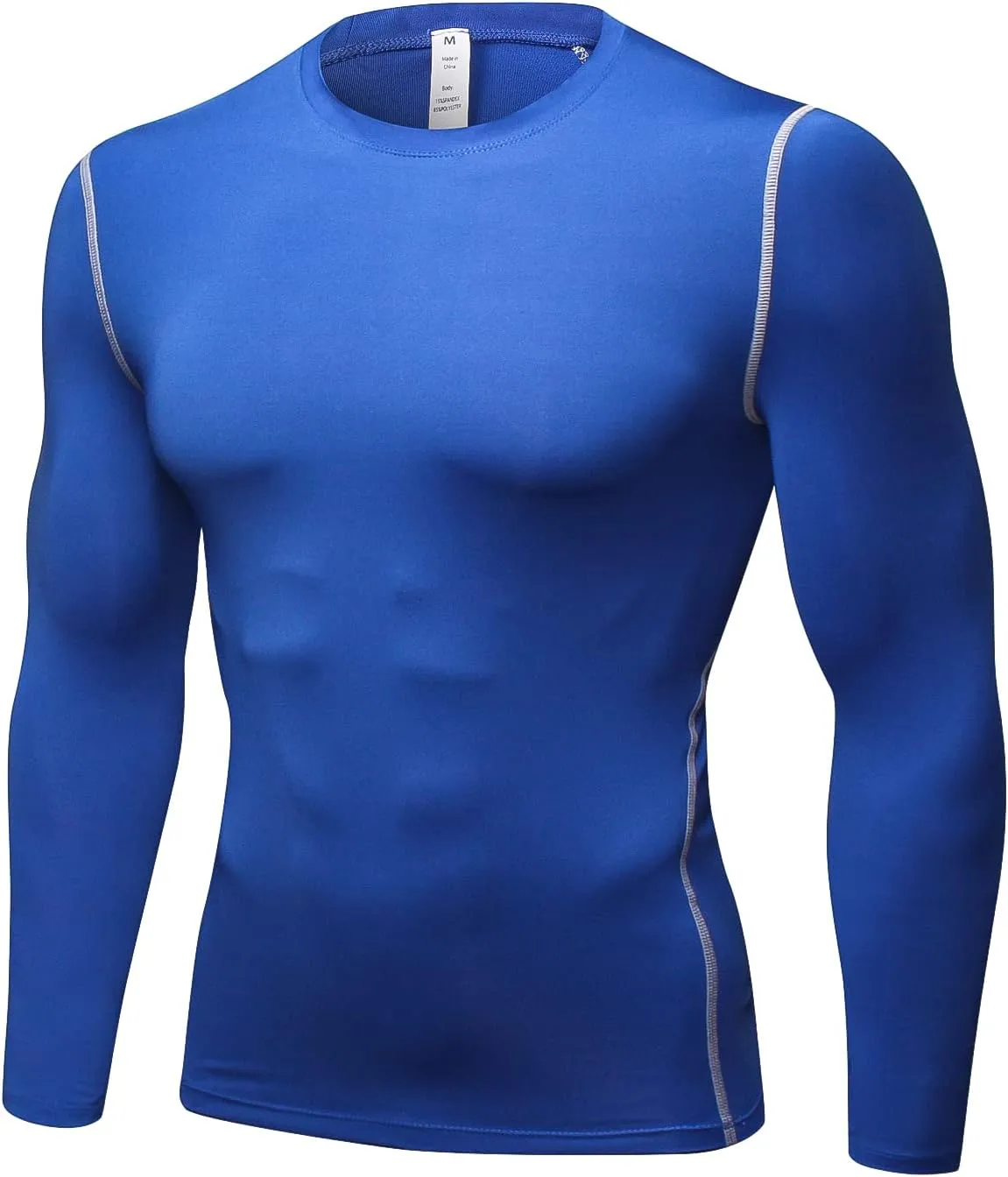 Men's Athletic Compression Shirts Long Sleeve Qucik Dry Sports Crewneck Workout Running Tops Baselayer Gym Undershirt