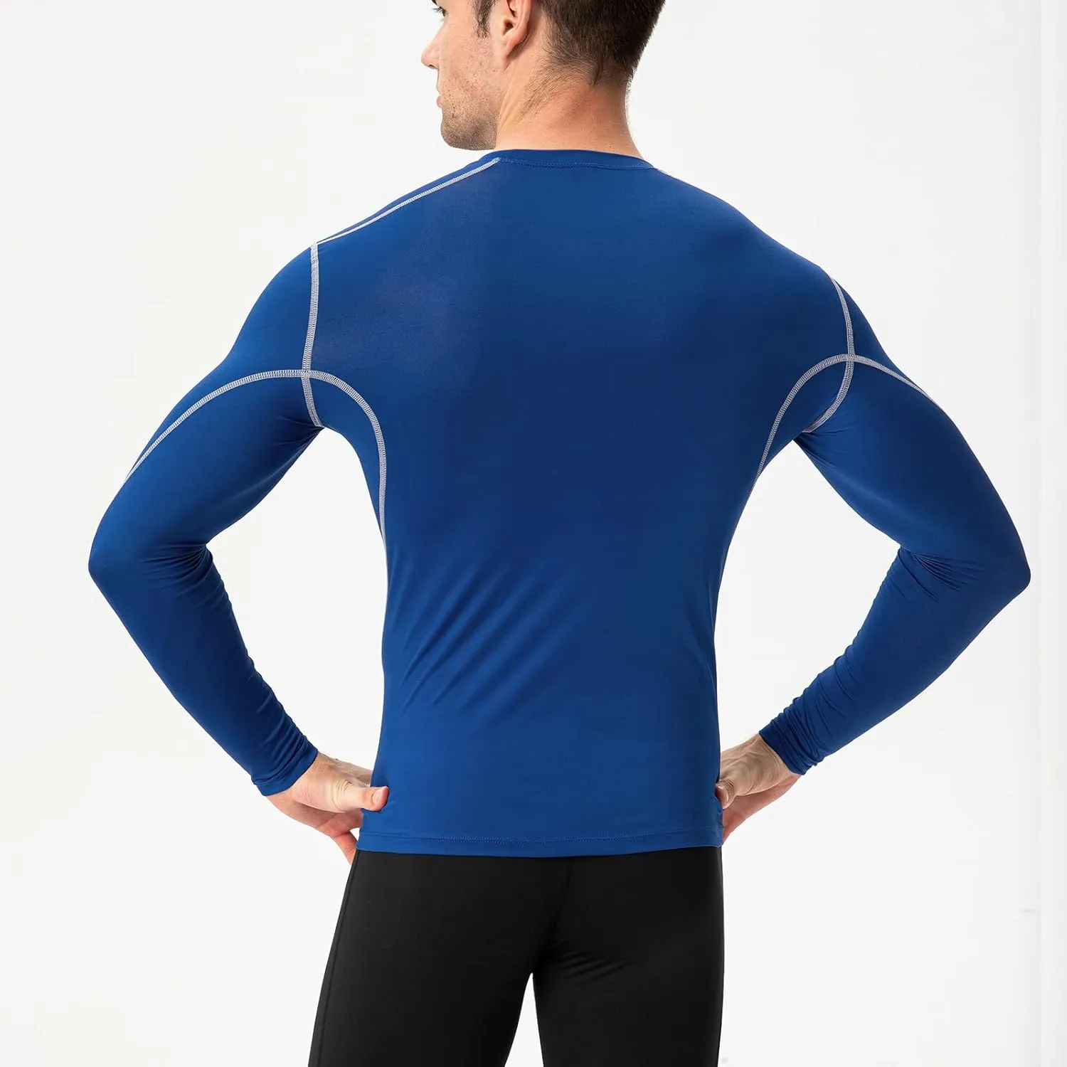 Men's Athletic Compression Shirts Long Sleeve Qucik Dry Sports Crewneck Workout Running Tops Baselayer Gym Undershirt