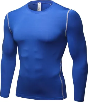Men's Athletic Compression Shirts Long Sleeve Qucik Dry Sports Crewneck Workout Running Tops Baselayer Gym Undershirt