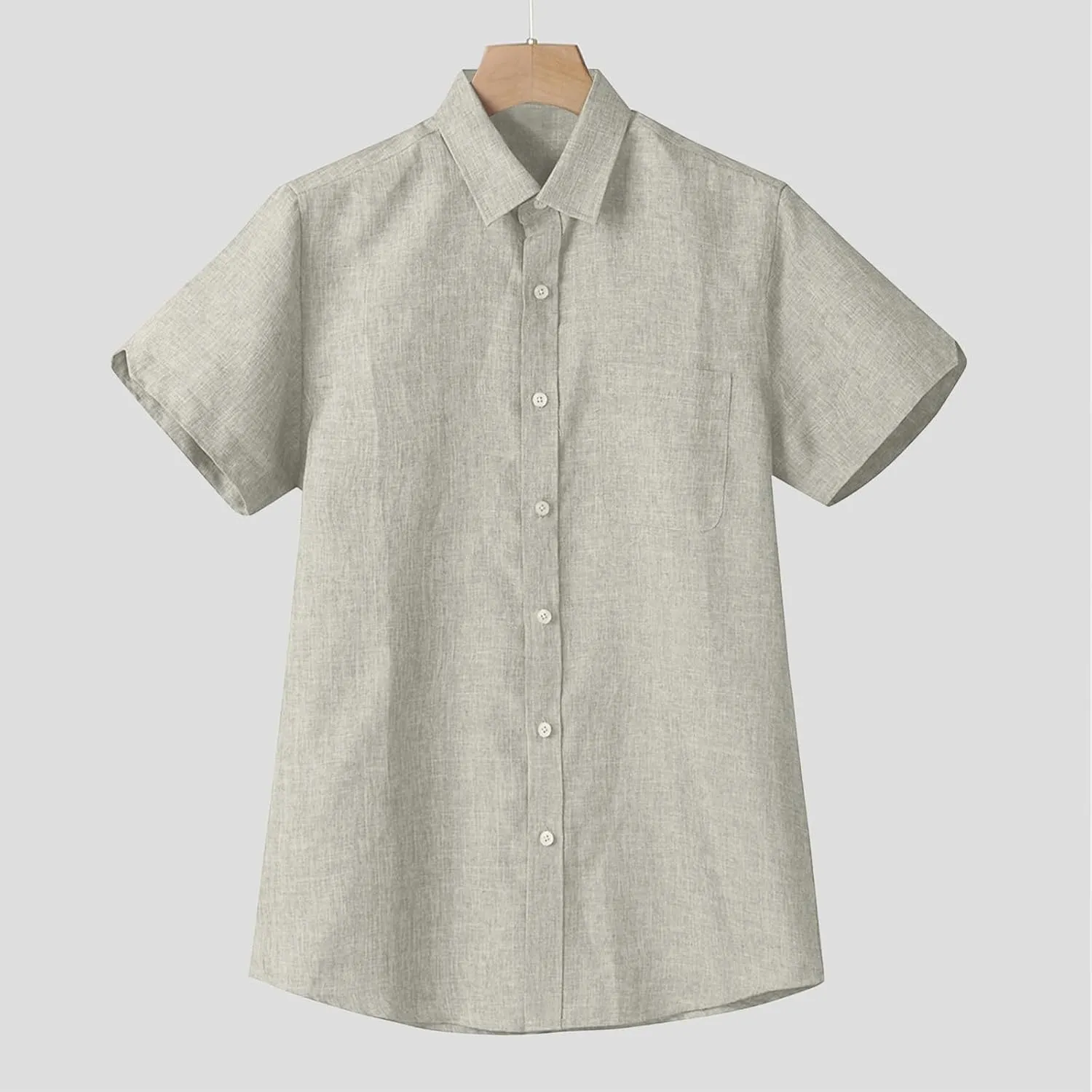 Mens Button Down Short Sleeve Textured Wrinkle Free Stretch Shirts Business Casual Work Dress Shirts Hawaiian Outfits Clothes