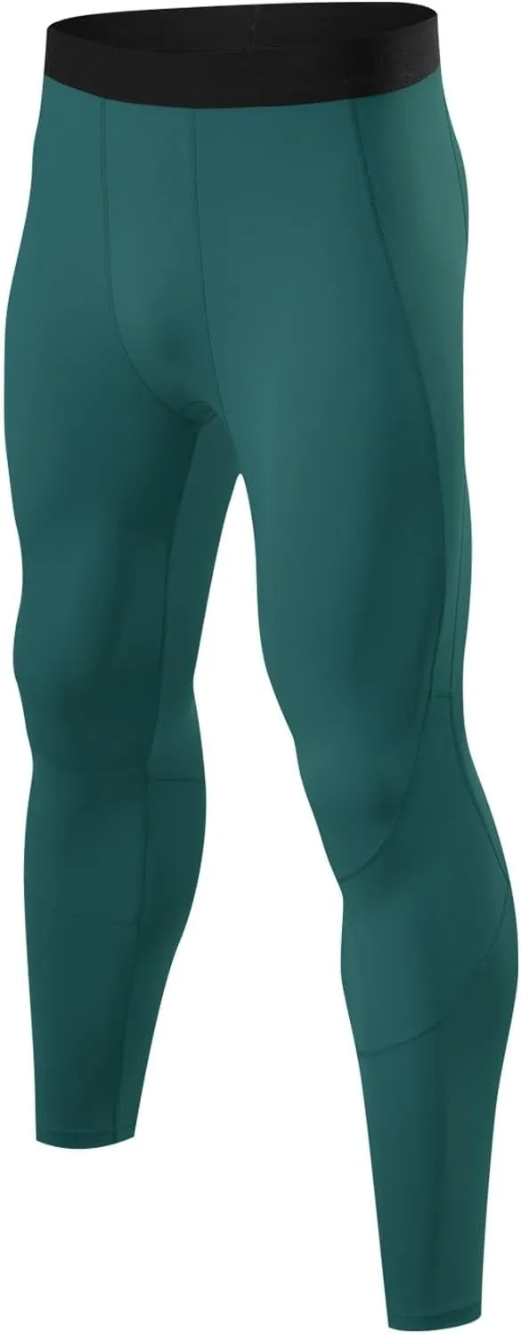 Men's Compression Leggings High Stretch Athletic Base Layer Quick Dry Slim Elastic Waistband Gym Running Workout Daily
