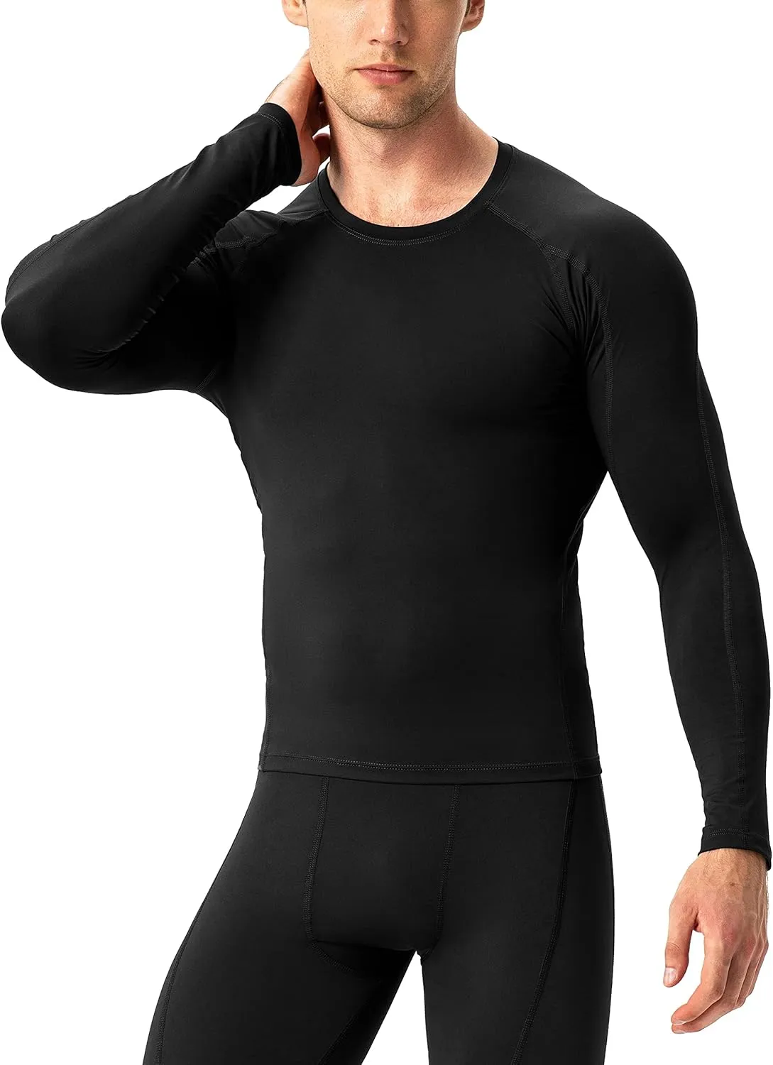 Men's Compression Shirts Long Sleeve Workout Baselayer Quick Dry Athletic T Shirts Sport Running Tops 1/2 Pack