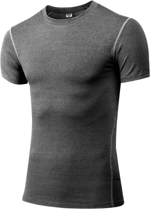 Mens Compression Shirts Short Sleeve Athletic Compression Tops Dry Fit Running T-Shirt Sports Base Layer Undershirts