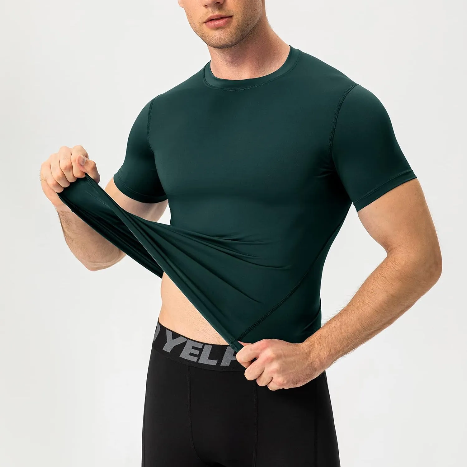 Mens Compression Shirts Short Sleeve Athletic Compression Tops Dry Fit Running T-Shirt Sports Base Layer Undershirts