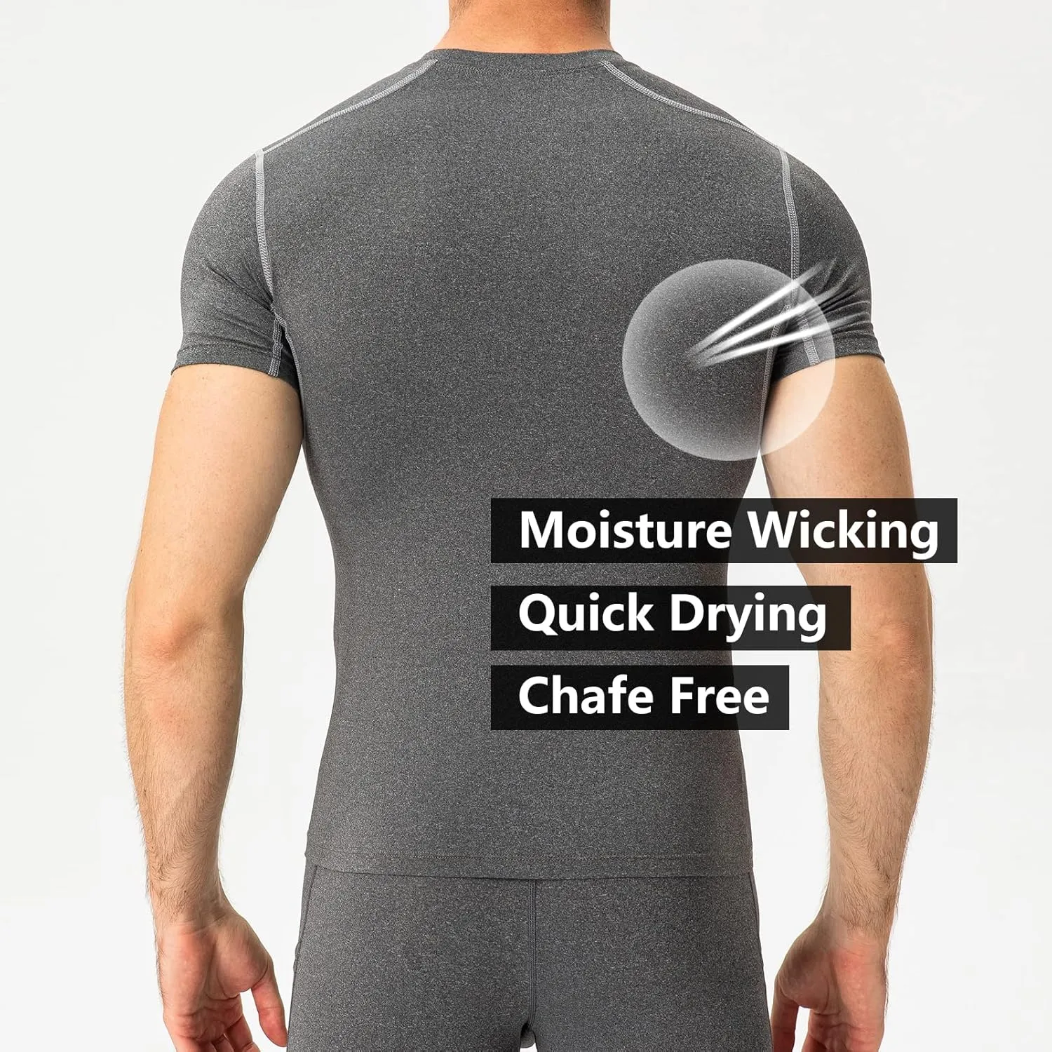 Mens Compression Shirts Short Sleeve Athletic Compression Tops Dry Fit Running T-Shirt Sports Base Layer Undershirts