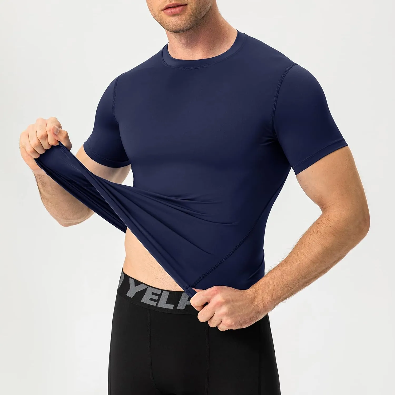 Mens Compression Shirts Short Sleeve Athletic Compression Tops Dry Fit Running T-Shirt Sports Base Layer Undershirts