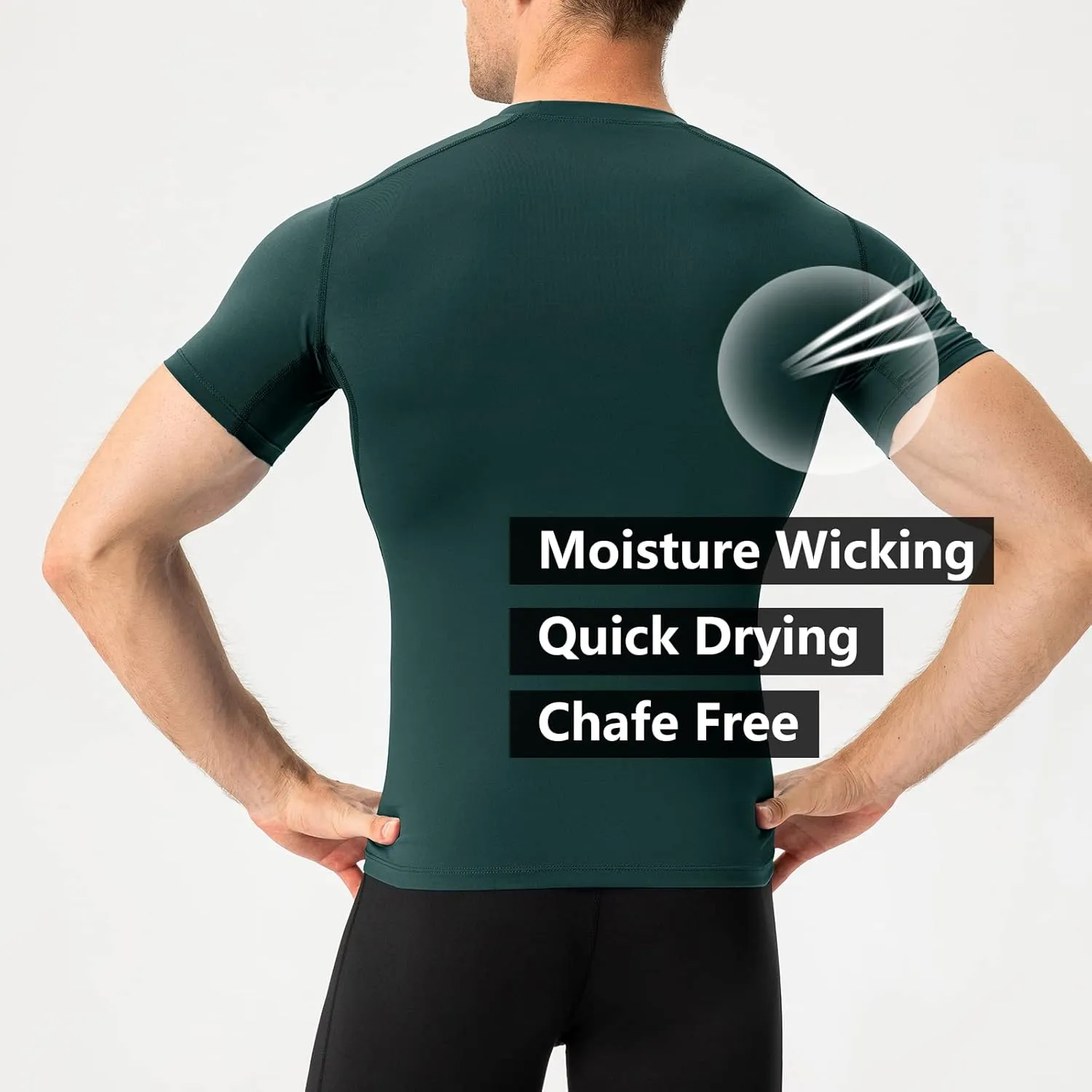 Mens Compression Shirts Short Sleeve Athletic Compression Tops Dry Fit Running T-Shirt Sports Base Layer Undershirts