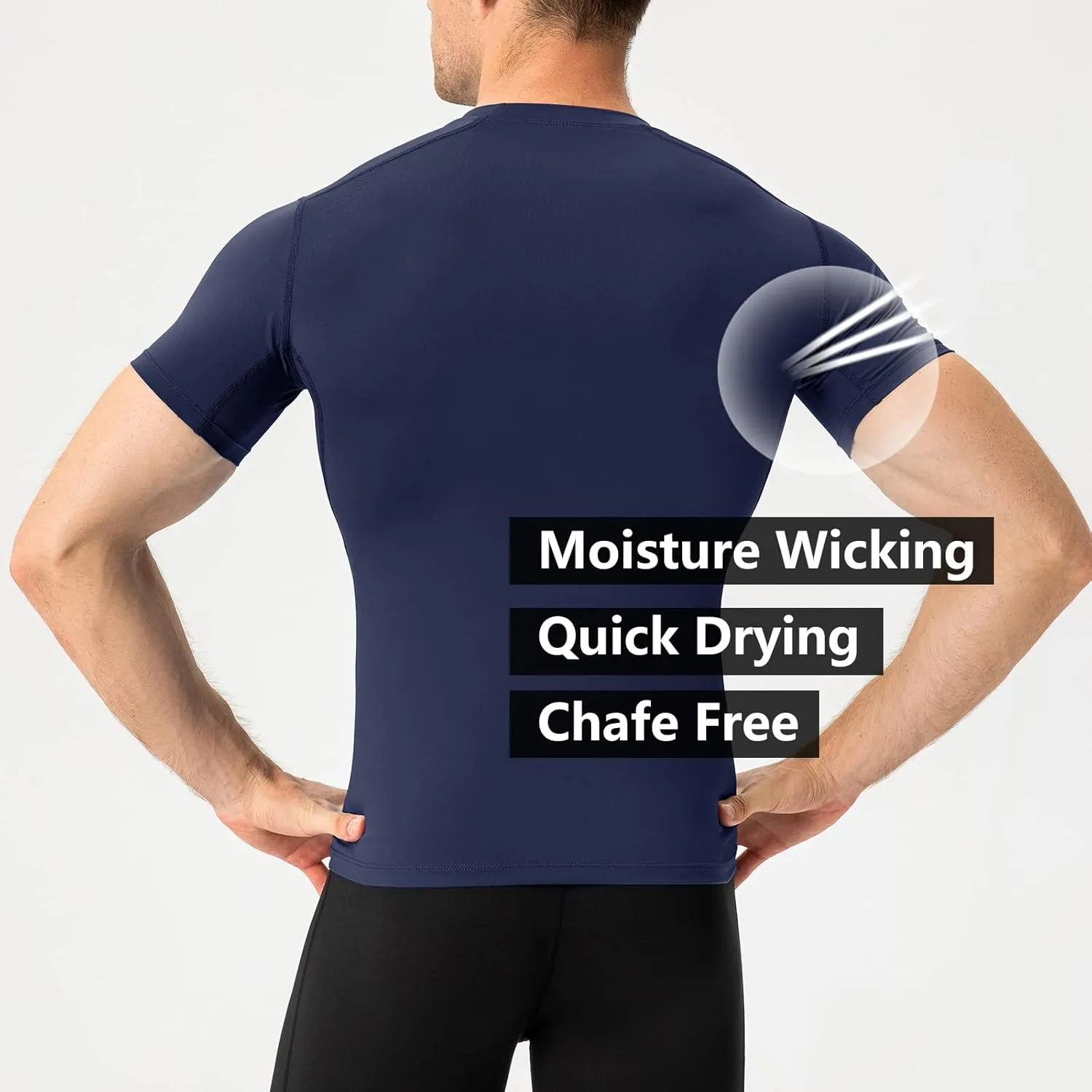 Mens Compression Shirts Short Sleeve Athletic Compression Tops Dry Fit Running T-Shirt Sports Base Layer Undershirts