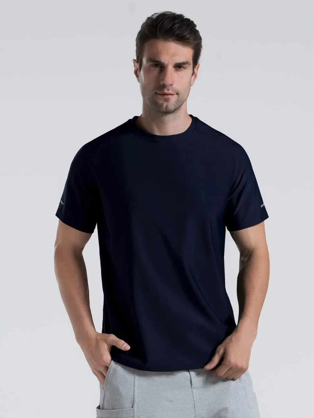 Men's Cooling Ice Silk Running Shirts Quick Dry Short Sleeve Athletic Gym T-Shirts UPF 50  Outdoor Workout Tshirts