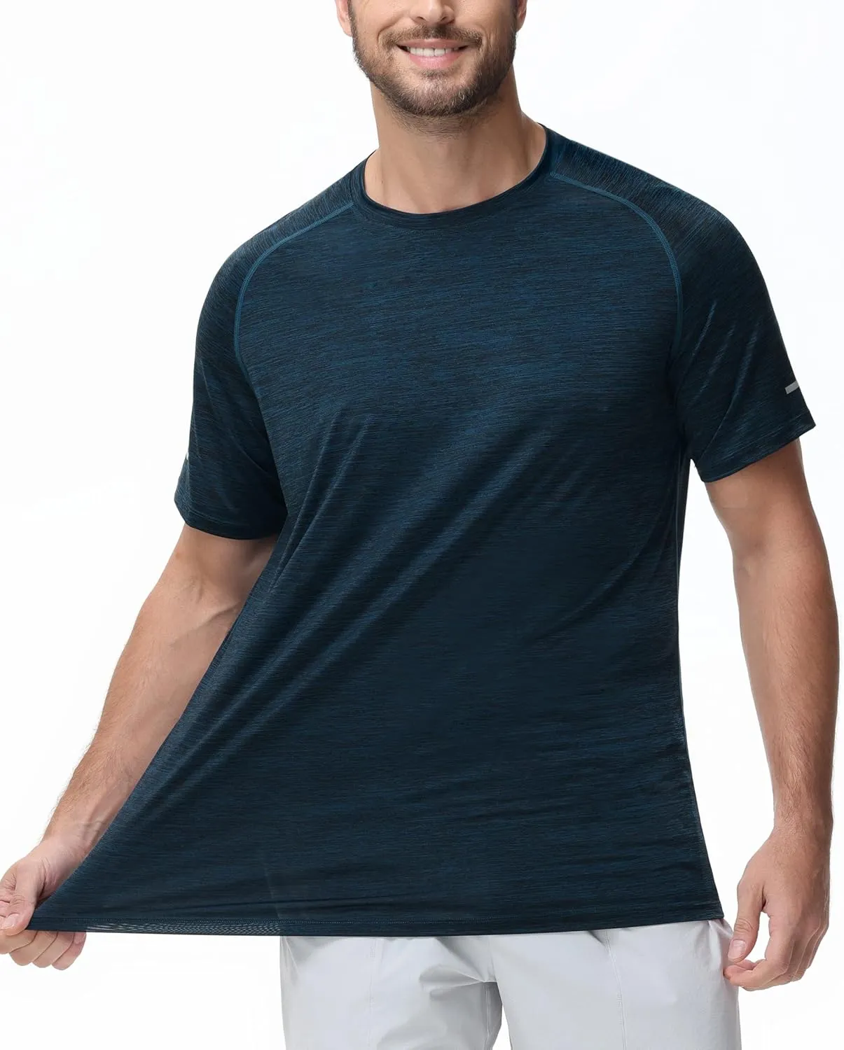 Men's Cooling Ice Silk Running Shirts Quick Dry Short Sleeve Athletic Gym T-Shirts UPF 50  Outdoor Workout Tshirts