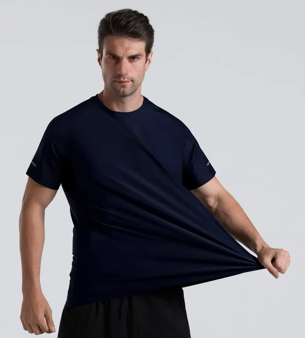 Men's Cooling Ice Silk Running Shirts Quick Dry Short Sleeve Athletic Gym T-Shirts UPF 50  Outdoor Workout Tshirts