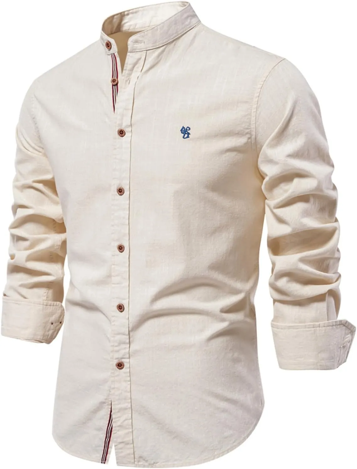 Mens Cotton Regular Fit Button Down Shirts Business Casual Lapel Tops Fashion Solid Color Long Sleeve Dress Shirt