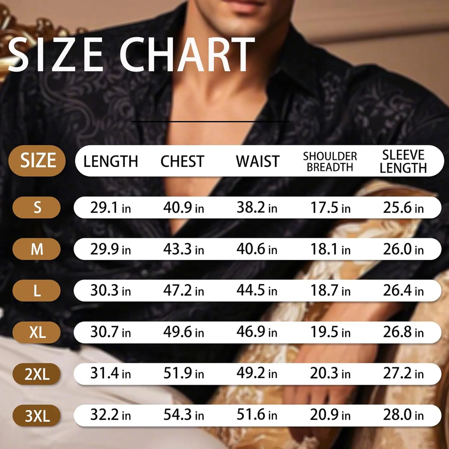 Mens Dress Shirt Silk Long Sleeve Button Up Shirts Retro Floral Tuxedo Shirts for Wedding Party Events
