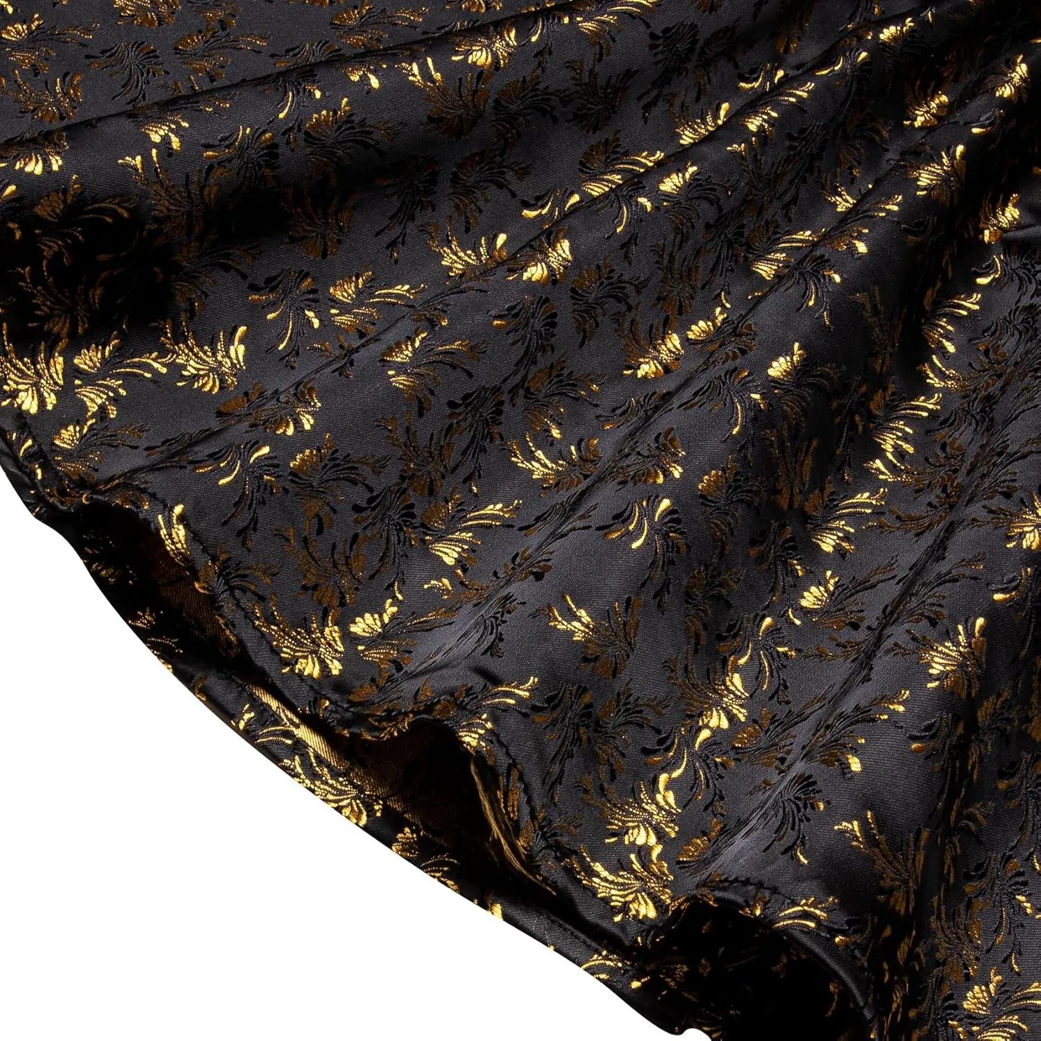 Mens Dress Shirt Silk Long Sleeve Button Up Shirts Retro Floral Tuxedo Shirts for Wedding Party Events