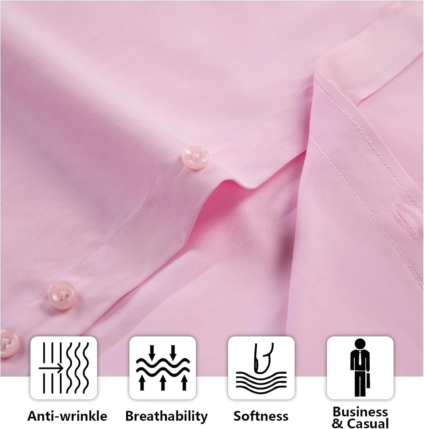 Men's Dress Shirts Slim Fit Solid Formal Shirt Business Casual Button Down Shirts Long Sleeve Stretch Tuxedo Shirt