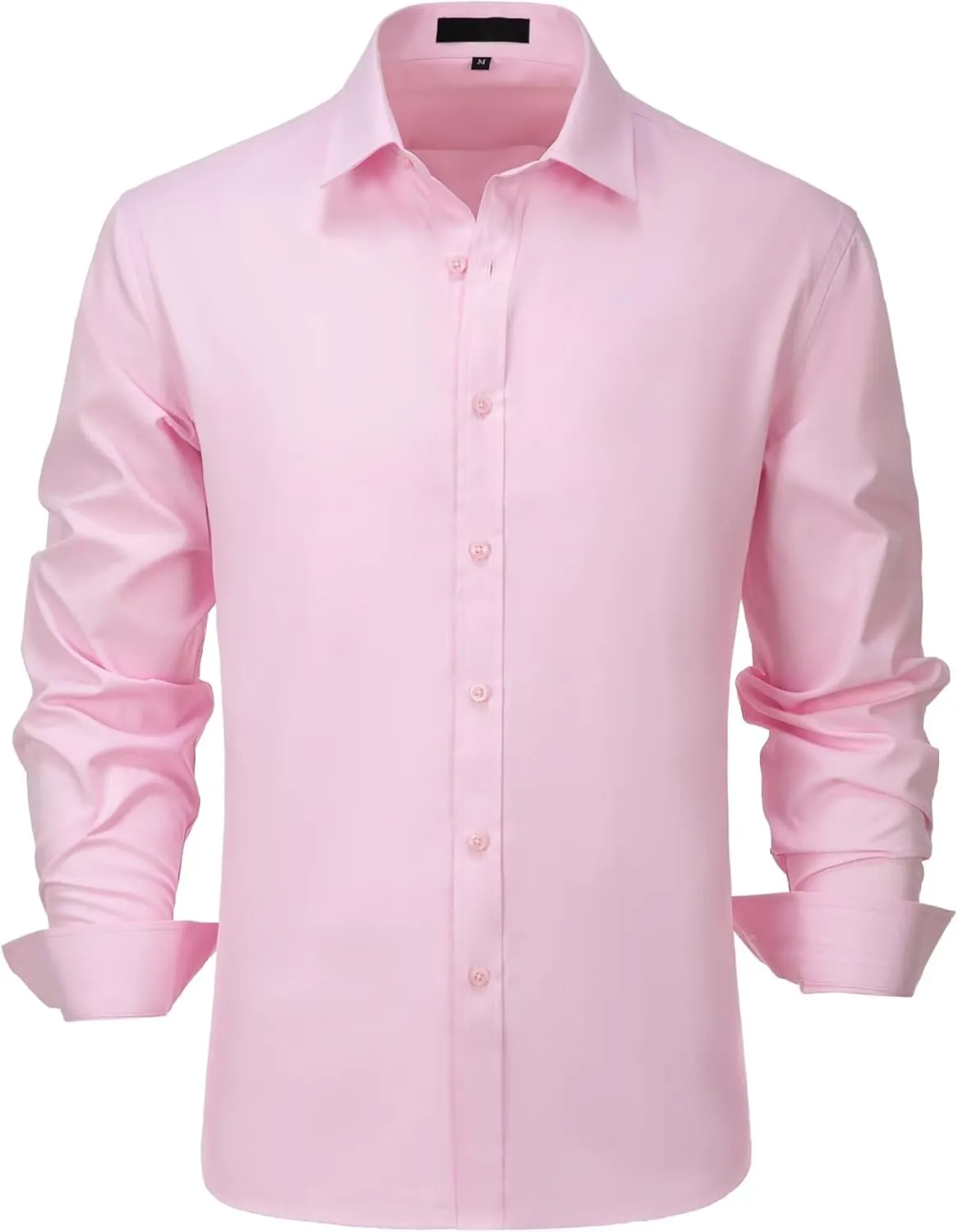 Men's Dress Shirts Slim Fit Solid Formal Shirt Business Casual Button Down Shirts Long Sleeve Stretch Tuxedo Shirt