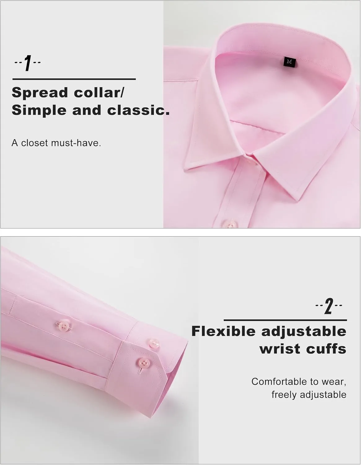 Men's Dress Shirts Slim Fit Solid Formal Shirt Business Casual Button Down Shirts Long Sleeve Stretch Tuxedo Shirt