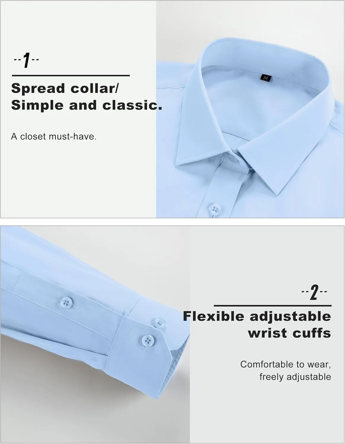 Men's Dress Shirts Slim Fit Solid Formal Shirt Business Casual Button Down Shirts Long Sleeve Stretch Tuxedo Shirt
